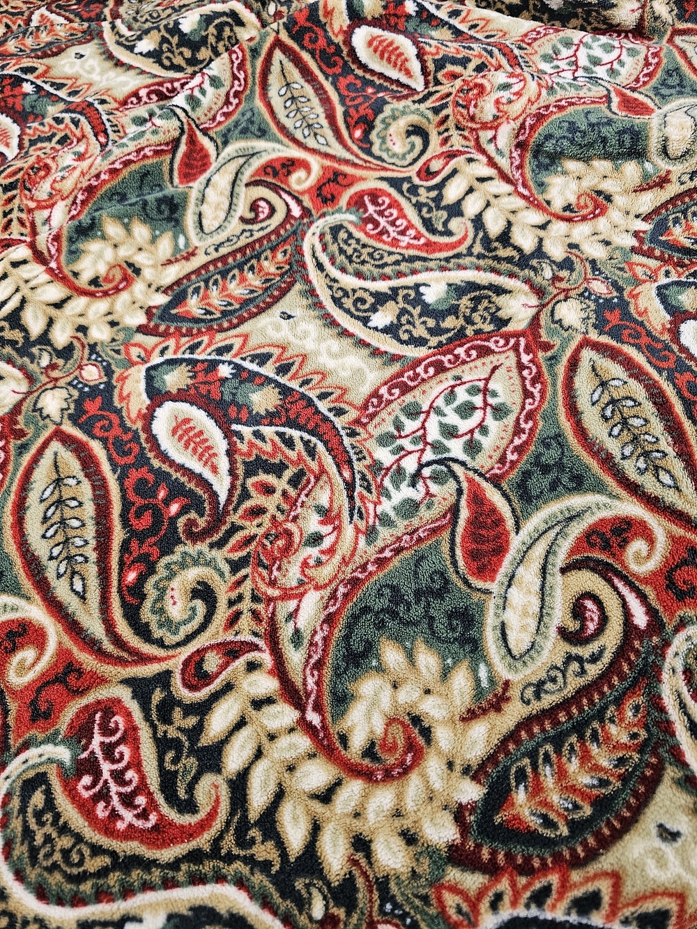 Lauren Ralph Lauren Red Green Cream Holiday Paisley Throw Blanket 61" X 74"